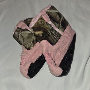 Pink and Camouflage Baby Booties